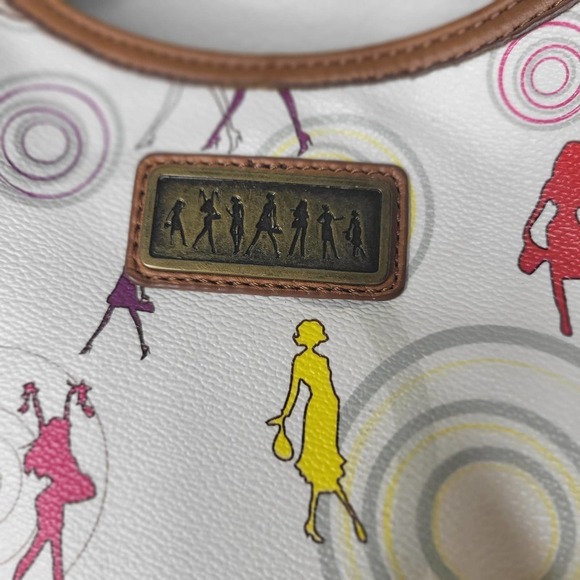 Junior Drake Love JD White Leather Novelty Print Shoulder Bag - Picture 3 of 15